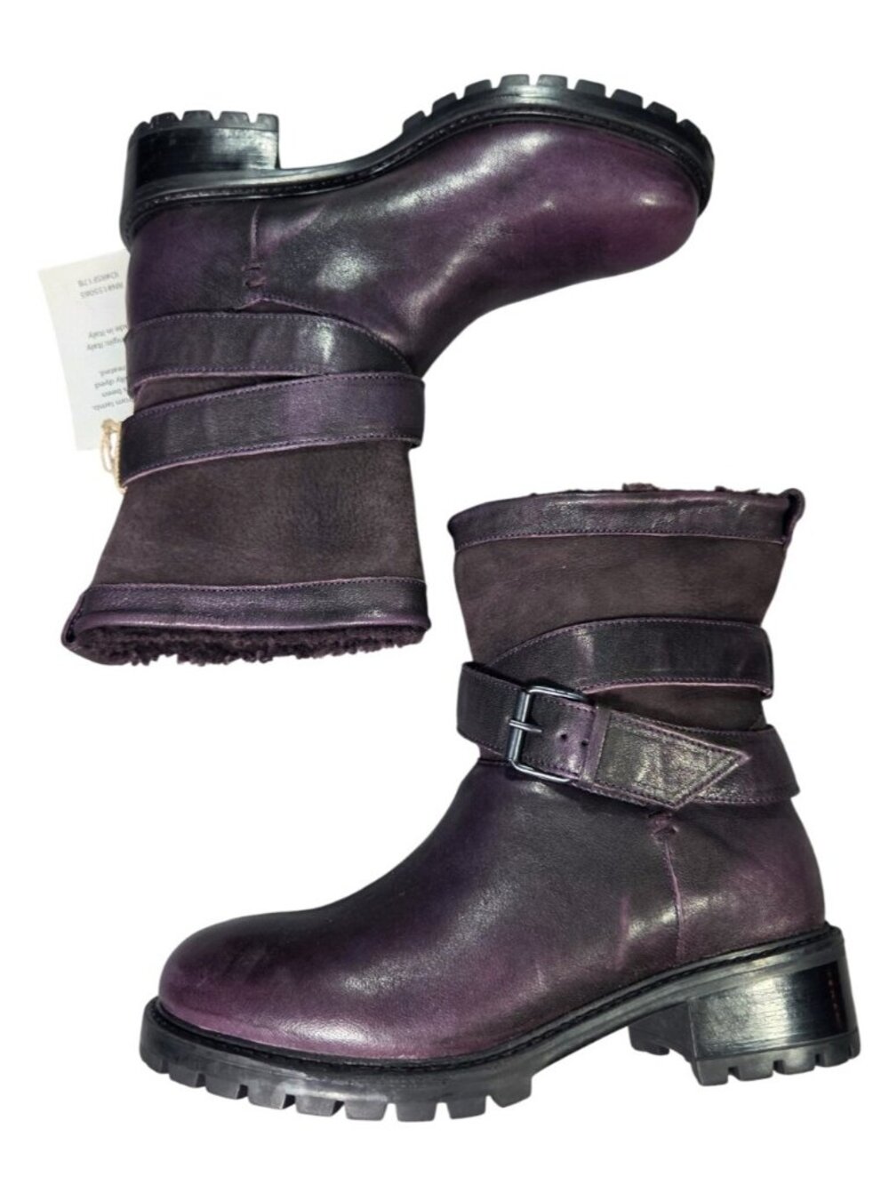 NWT WOMENS 6 ROSS SNOW Emilina WINTER SHEERLING  Plum  Purple Buckle Ankle Boots
